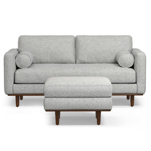 HomeRoots 72" Gray Fabric Sofa with Matching Ottoman – Stylish Mid-Century Design, Supportive Comfort & Versatile Use 641063