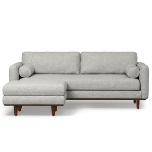 HomeRoots 89" Gray Fabric Sofa with Ottoman - Stylish Mid-Century Modern Design for Ultimate Comfort & Versatility 641064