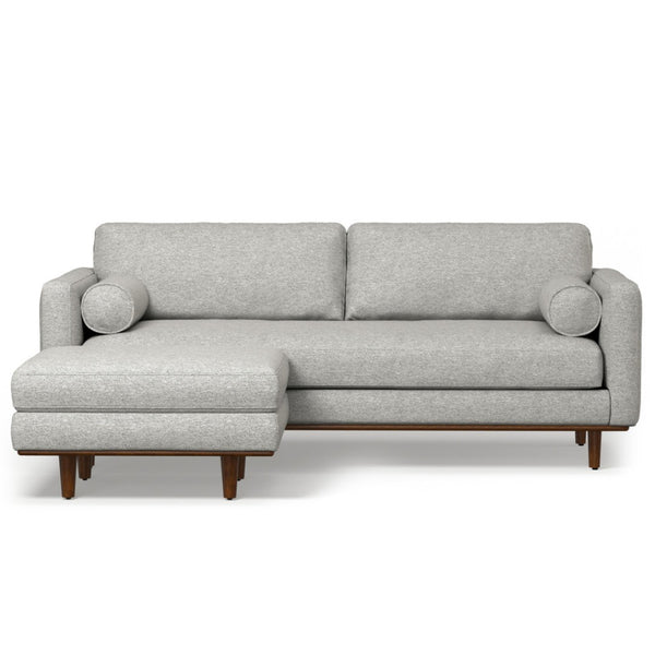 HomeRoots 89" Gray Fabric Sofa with Ottoman - Stylish Mid-Century Modern Design for Ultimate Comfort & Versatility 641064