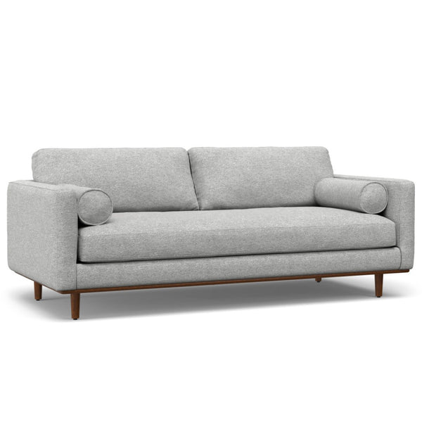 HomeRoots 89" Gray Fabric Sofa with Ottoman - Stylish Mid-Century Modern Design for Ultimate Comfort & Versatility 641064