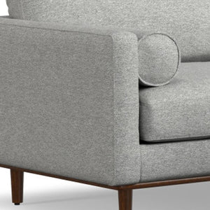 HomeRoots 89" Gray Fabric Sofa with Ottoman - Stylish Mid-Century Modern Design for Ultimate Comfort & Versatility 641064