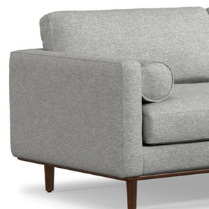 HomeRoots 89" Gray Fabric Sofa with Ottoman - Stylish Mid-Century Modern Design for Ultimate Comfort & Versatility 641064