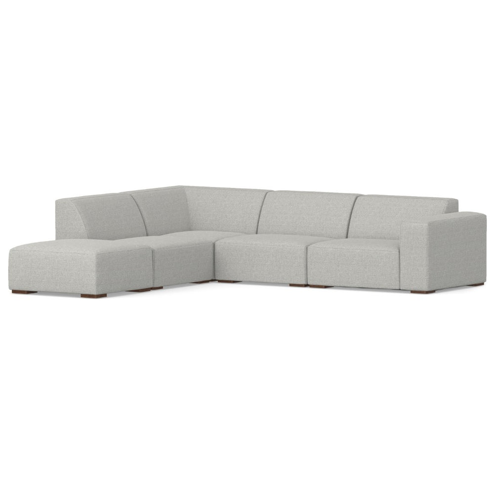 HomeRoots 116" Gray Fabric Sofa with Ottoman - Modern Tufted Design, Comfortable Seating for 4, Durable! 641066