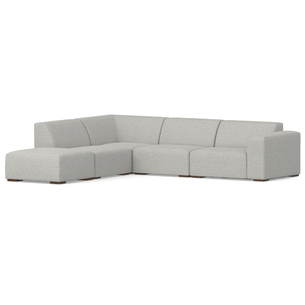 HomeRoots 116" Gray Fabric Sofa with Ottoman - Modern Tufted Design, Comfortable Seating for 4, Durable! 641066