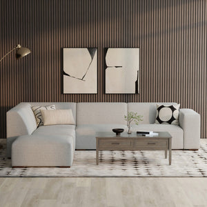 HomeRoots 116" Gray Fabric Sofa with Ottoman - Modern Tufted Design, Comfortable Seating for 4, Durable! 641066