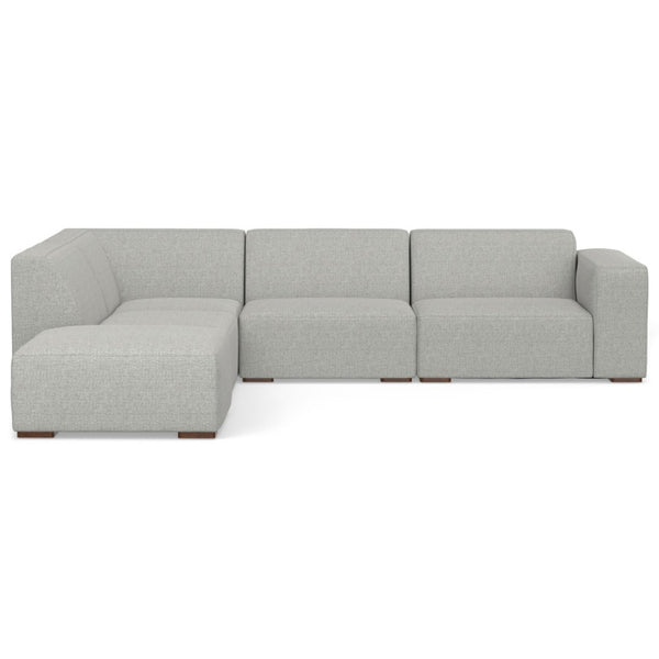 HomeRoots 116" Gray Fabric Sofa with Ottoman - Modern Tufted Design, Comfortable Seating for 4, Durable! 641066