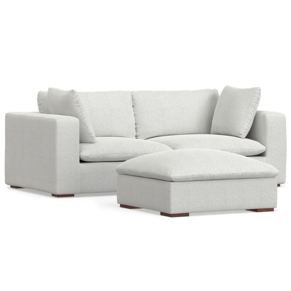 HomeRoots 88" Gray Fabric Sofa with Matching Ottoman - Elegant Design, Comfortable Seating, Modern Style 641067