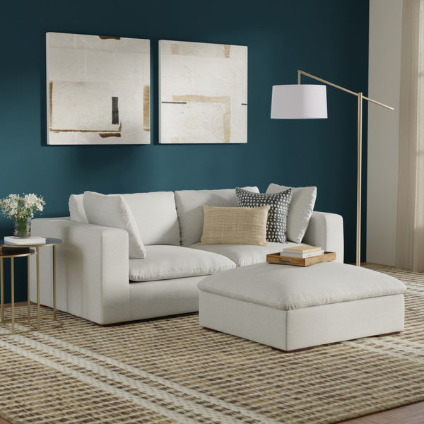 HomeRoots 88" Gray Fabric Sofa with Matching Ottoman - Elegant Design, Comfortable Seating, Modern Style 641067