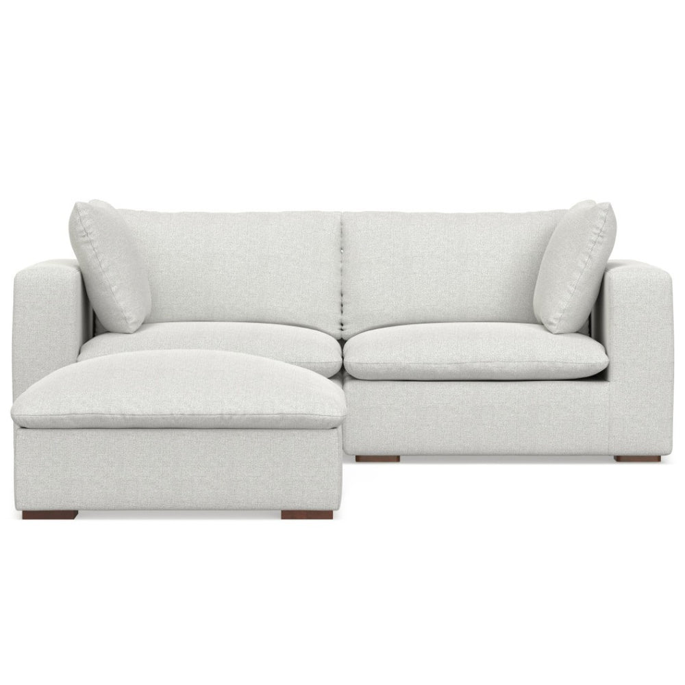 HomeRoots 88" Gray Fabric Sofa with Matching Ottoman - Elegant Design, Comfortable Seating, Modern Style 641067