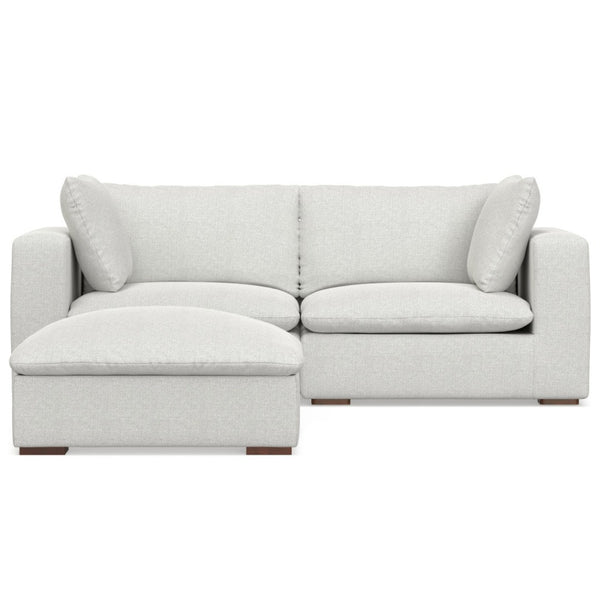 HomeRoots 88" Gray Fabric Sofa with Matching Ottoman - Elegant Design, Comfortable Seating, Modern Style 641067