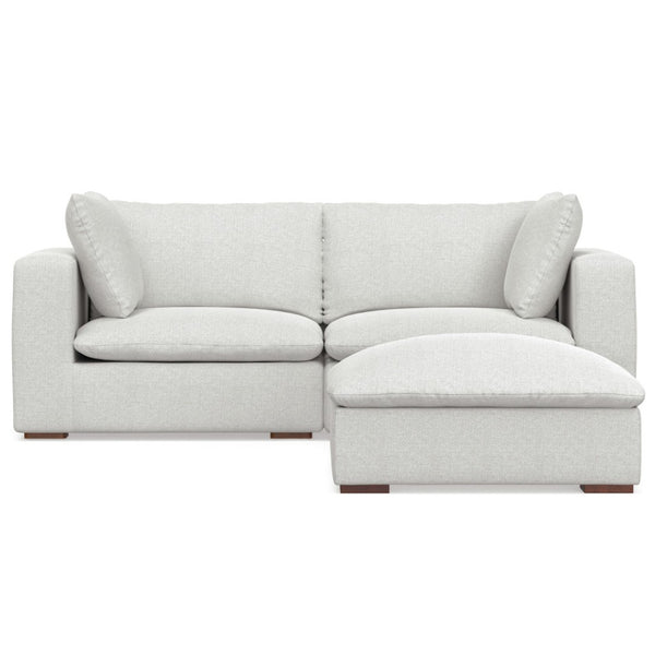 HomeRoots 88" Gray Fabric Sofa with Matching Ottoman - Elegant Design, Comfortable Seating, Modern Style 641067