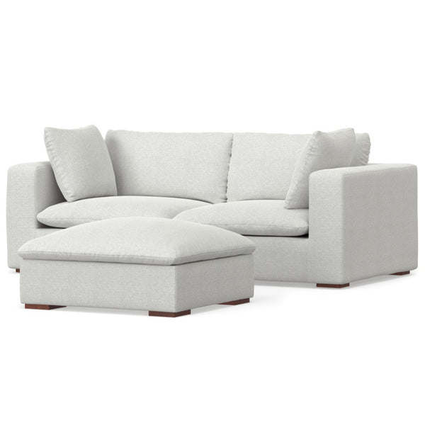 HomeRoots 88" Gray Fabric Sofa with Matching Ottoman - Elegant Design, Comfortable Seating, Modern Style 641067