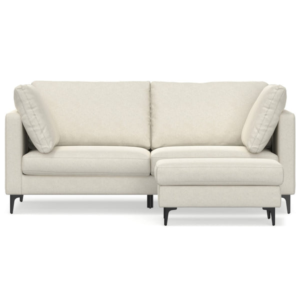 HomeRoots 76" Cream Fabric Sofa & Ottoman Set with Modern Black Legs - Stylish Comfort for Any Living Space 641069