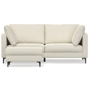 HomeRoots 76" Cream Fabric Sofa & Ottoman Set with Modern Black Legs - Stylish Comfort for Any Living Space 641069