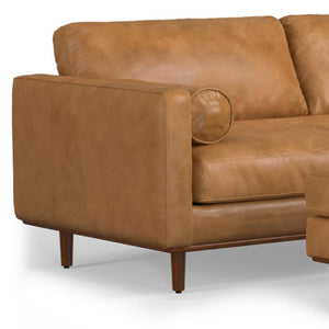 HomeRoots 89" Sienna Leather Sofa with Ottoman - Luxurious Mid-Century Design, Plush Comfort & Versatile Use 641070