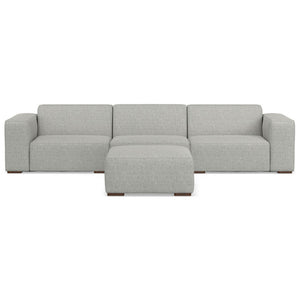 HomeRoots 122" Gray Fabric Sofa with Ottoman - Modern Design, Tufted Back, Durable Comfort for Any Space 641071