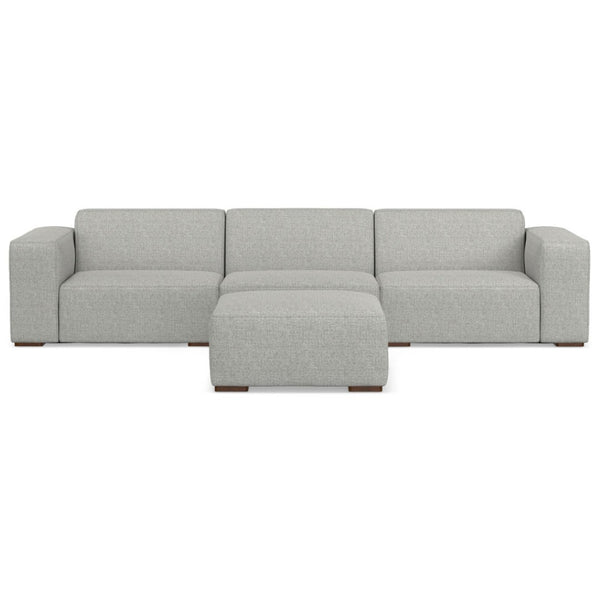 HomeRoots 122" Gray Fabric Sofa with Ottoman - Modern Design, Tufted Back, Durable Comfort for Any Space 641071