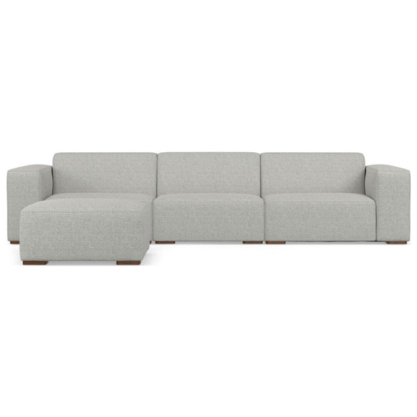 HomeRoots 122" Gray Fabric Sofa with Ottoman - Modern Design, Tufted Back, Durable Comfort for Any Space 641071