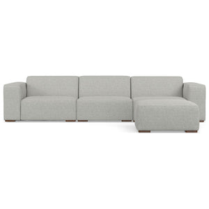 HomeRoots 122" Gray Fabric Sofa with Ottoman - Modern Design, Tufted Back, Durable Comfort for Any Space 641071