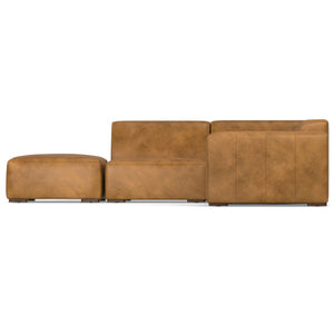 HomeRoots 116" Sienna Leather Sofa with Ottoman - Modern Comfort, Durable Design & Stylish Brown Legs for Any Room 641072