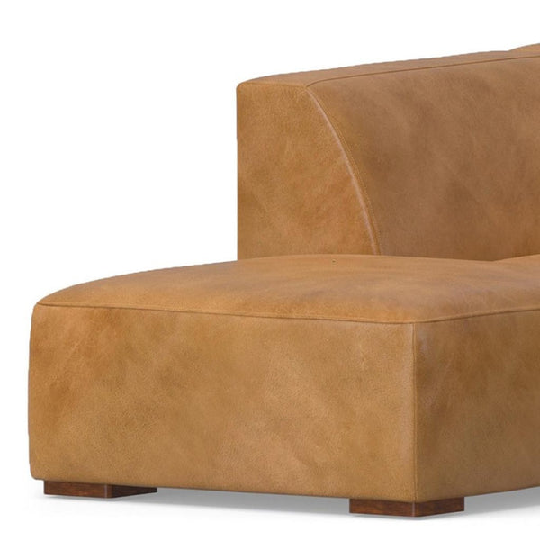 HomeRoots 116" Sienna Leather Sofa with Ottoman - Modern Comfort, Durable Design & Stylish Brown Legs for Any Room 641072