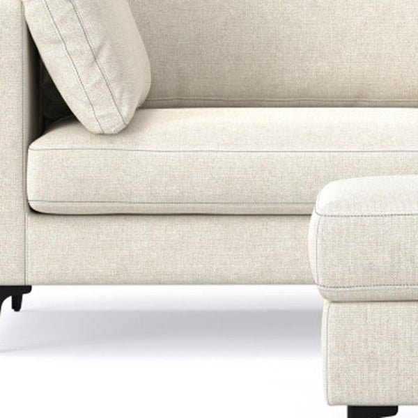 HomeRoots 90" Cream Fabric Sofa with Ottoman – Stylish Mid-Century Design, Black Legs, Comfort & Durability 641073