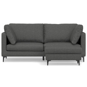 HomeRoots 76" Gray Fabric Sofa with Ottoman - Mid-Century Modern Design, Comfort & Versatile Functionality 641074