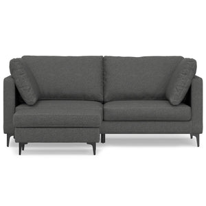HomeRoots 76" Gray Fabric Sofa with Ottoman - Mid-Century Modern Design, Comfort & Versatile Functionality 641074