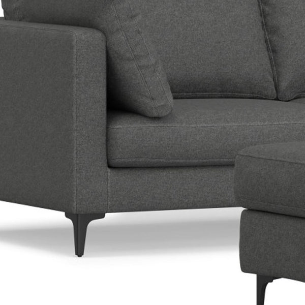 HomeRoots 76" Gray Fabric Sofa with Ottoman - Mid-Century Modern Design, Comfort & Versatile Functionality 641074