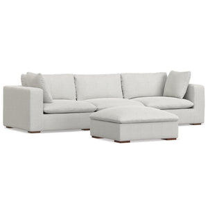 HomeRoots 125" Gray Fabric Sofa & Ottoman Set with Durable Brown Legs - Stylish Comfort for Modern Living Spaces 641075