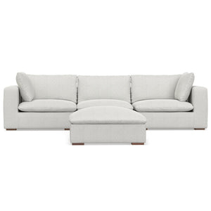 HomeRoots 125" Gray Fabric Sofa & Ottoman Set with Durable Brown Legs - Stylish Comfort for Modern Living Spaces 641075