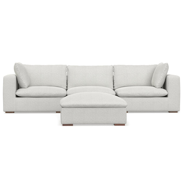 HomeRoots 125" Gray Fabric Sofa & Ottoman Set with Durable Brown Legs - Stylish Comfort for Modern Living Spaces 641075
