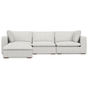 HomeRoots 125" Gray Fabric Sofa & Ottoman Set with Durable Brown Legs - Stylish Comfort for Modern Living Spaces 641075