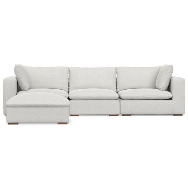 HomeRoots 125" Gray Fabric Sofa & Ottoman Set with Durable Brown Legs - Stylish Comfort for Modern Living Spaces 641075