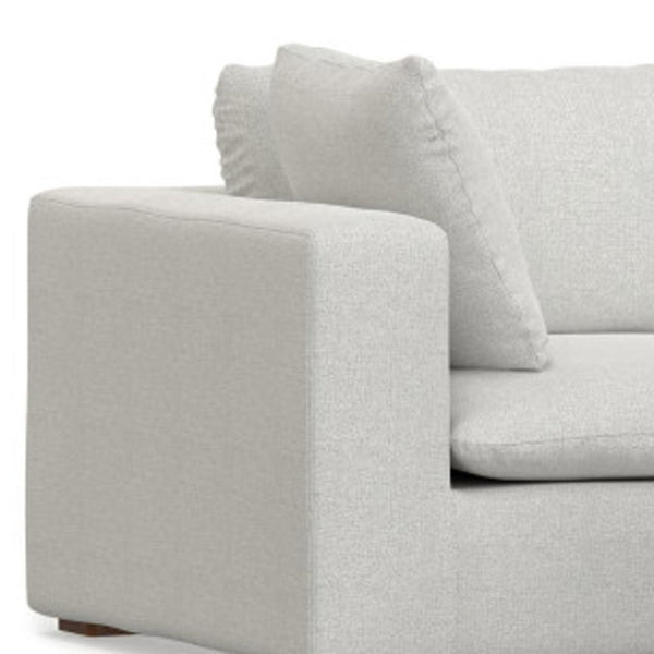 HomeRoots 125" Gray Fabric Sofa & Ottoman Set with Durable Brown Legs - Stylish Comfort for Modern Living Spaces 641075