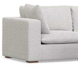 HomeRoots 125" Gray Fabric Sofa & Ottoman Set with Durable Brown Legs - Stylish Comfort for Modern Living Spaces 641075