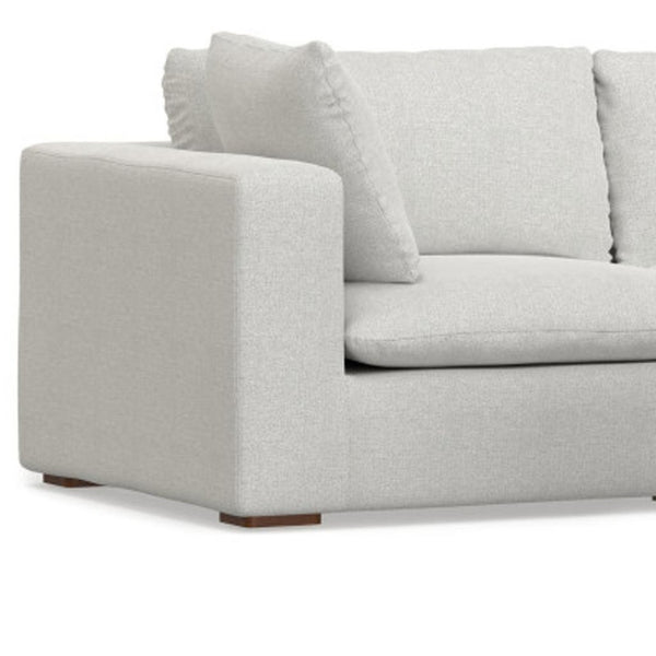 HomeRoots 125" Gray Fabric Sofa & Ottoman Set with Durable Brown Legs - Stylish Comfort for Modern Living Spaces 641075