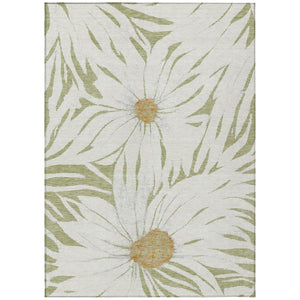 HomeRoots 5' X 8' Elegant Floral Artichoke Green Indoor Outdoor Rug – Machine Washable, Stain Resistant Design 641079