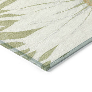 HomeRoots 5' X 8' Elegant Floral Artichoke Green Indoor Outdoor Rug – Machine Washable, Stain Resistant Design 641079
