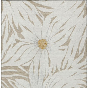 HomeRoots 8' X 10' Elegant Beige Ivory Gold Floral Area Rug - Durable, Washable Indoor/Outdoor Design for All Spaces 641087