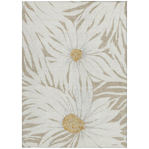 HomeRoots 10' Elegant Beige Ivory Gold Floral Area Rug - Washable, Durable for Indoor & Outdoor Use! 641089