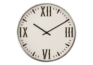 English Elm Clocks, Modern 20" Round Wall Clock With Black Roman Numerals On White Face - Quartz Quiet Mechanism B2710P287089