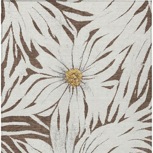 HomeRoots 5' X 8' Brown, Ivory & Gold Floral Rug – Washable, Durable for Indoor/Outdoor Use, Pet & Kid Friendly! 641097