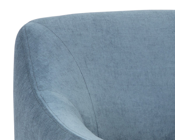 Sunpan NEVAEH Lounge Chair – Plush Mid-Century Elegance in French Blue “Danny Iceberg” Fabric 109586V