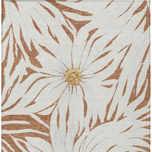 HomeRoots 8' X 10' Elegant Copper Ivory Gold Floral Washable Rug - Durable Indoor/Outdoor Home Decor Solution 641105