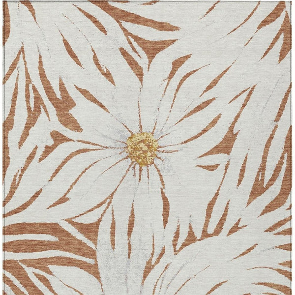 HomeRoots 8' X 10' Elegant Copper Ivory Gold Floral Washable Rug - Durable Indoor/Outdoor Home Decor Solution 641105