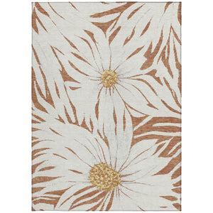 HomeRoots 9' X 12' Copper Ivory & Gold Washable Floral Area Rug - Durable, Stylish for Indoor/Outdoor Spaces 641106