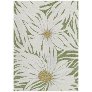 HomeRoots 8' X 10' Elegant Green, Ivory & Gold Floral Washable Area Rug for Indoor & Outdoor Durability 641111