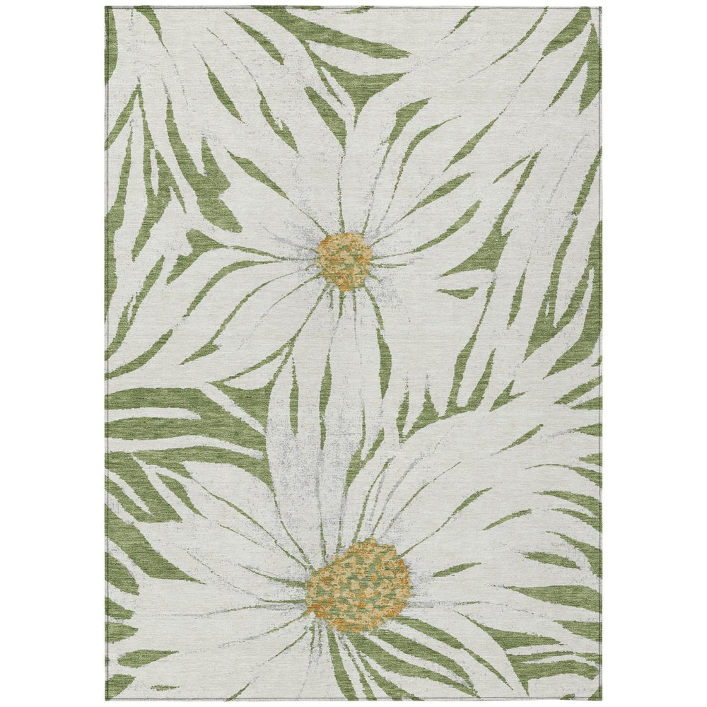 HomeRoots 8' X 10' Elegant Green, Ivory & Gold Floral Washable Area Rug for Indoor & Outdoor Durability 641111