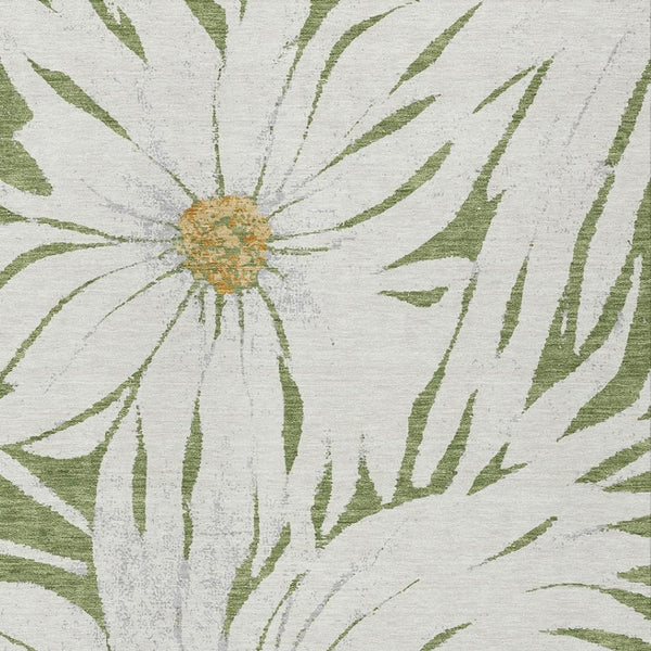 HomeRoots 9' Timeless Floral Washable Area Rug in Green, Ivory & Gold - Perfect for Indoor & Outdoor Spaces! 641112